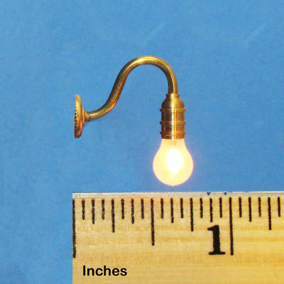 side view of bare bulb sconce with scale