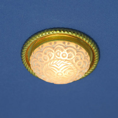 CL-294 Round Brass Ceiling Fixture with Textured Shade