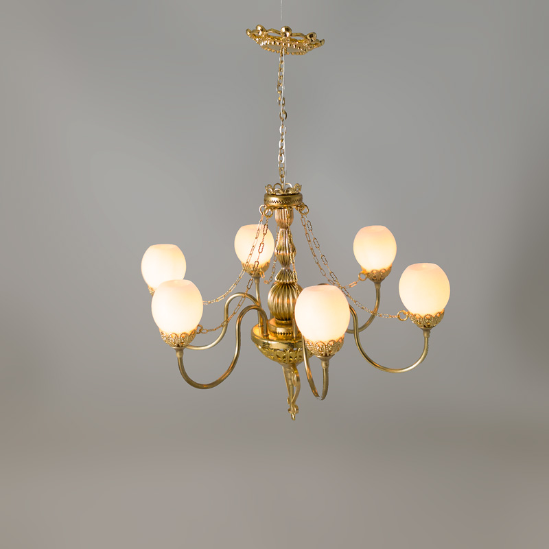 Traditional 6 Arm Brass Vintage Chandelier, Drip Candles #34140