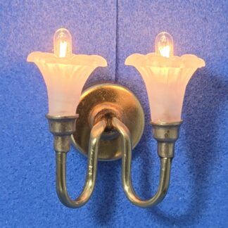 HSWS-125+ Two light brass wall sconce with flower shades